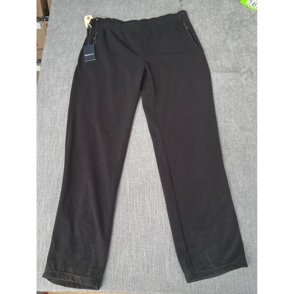 Ermenegildo Zegna Sweatpants Men XL Black Fleece Zip Pocket Relaxed Straight Leg